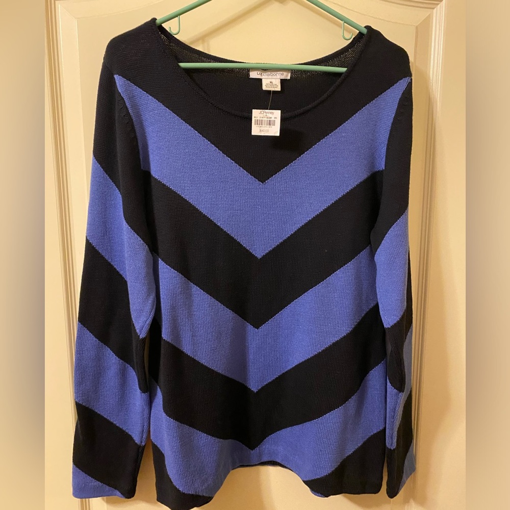 NWT Liz Claiborne Chevron Striped Sweater Size XL
